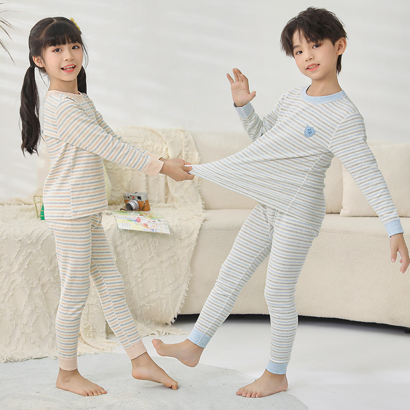 儿童保暖内衣套装舒绒纯棉男大童秋衣秋裤女童冬季睡衣打底棉毛衫