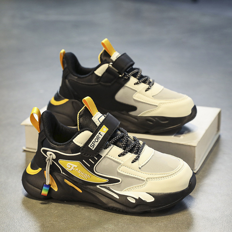 童鞋男童运动鞋防水皮面小学生休闲跑步鞋轻便软底中大儿童老爹鞋