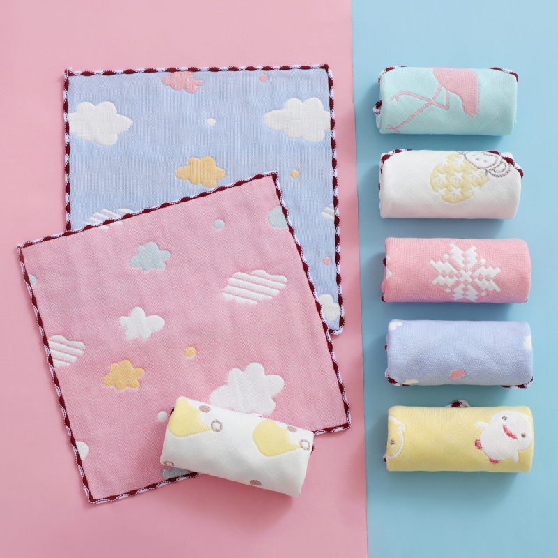 纯棉方巾六层小毛巾全棉小方巾6层手帕幼儿园手帕纱布口水巾