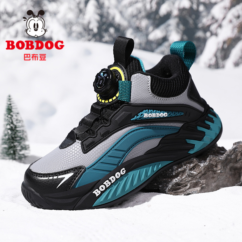 巴布豆童鞋男童运动鞋2025新款秋季皮面防水男孩中大童儿童休闲鞋