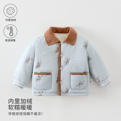 婴儿衣服秋冬装120g夹棉外套加绒加厚保暖宝宝外出上衣安阳婴童装