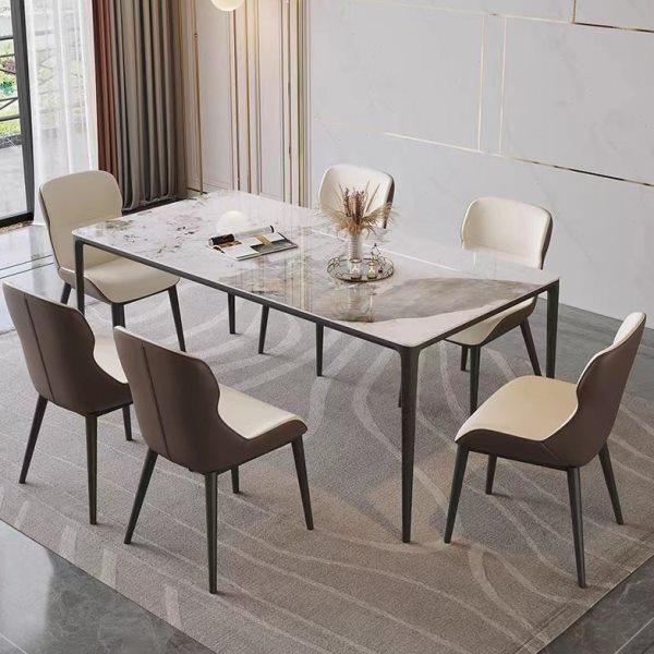 岩板餐桌椅组合简约现代家用小户型航空铝合金长方形意式极简饭桌,住宅家具,岩板餐桌,淘宝优惠券,粉丝福利购,淘宝优惠卷