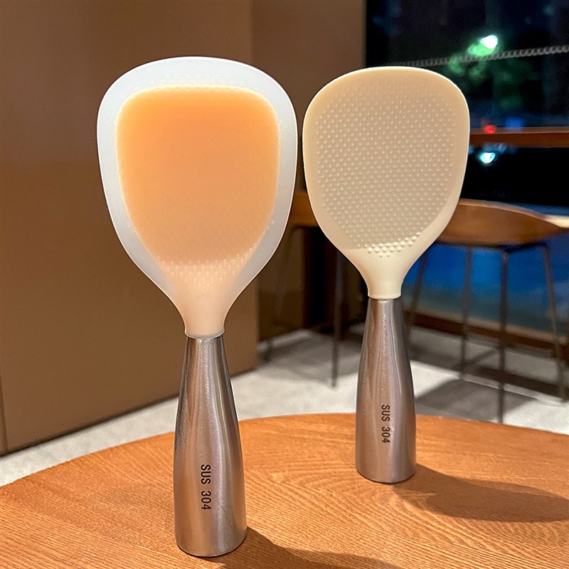 可立式米饭铲f!家用电饭煲硅胶不粘不锈钢饭铲子不沾打饭盛饭勺子