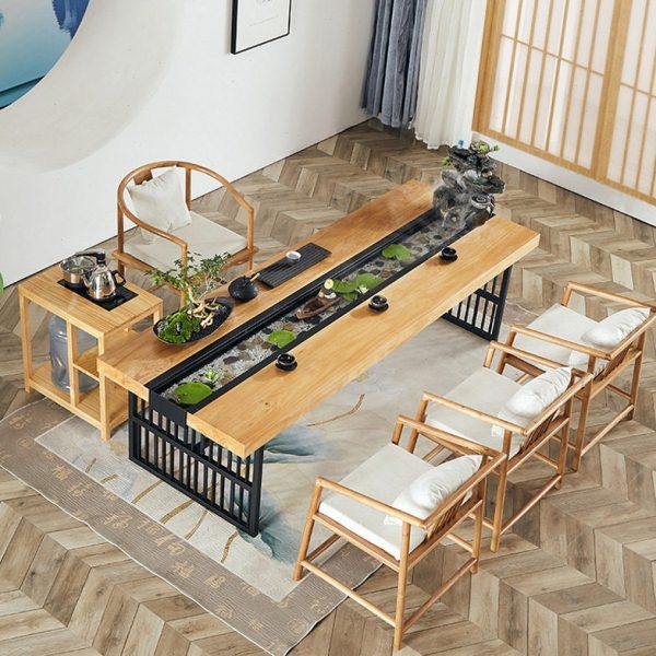 新中式茶桌实木公室禅意茶道桌创意流水养鱼茶桌椅组合功夫茶台,商业/办公家具,茶台/茶桌,淘宝优惠券,粉丝福利购,淘宝优惠卷