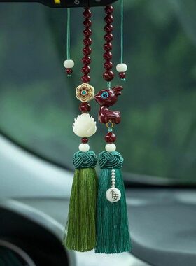 朱砂以鹿相伴汽车挂件车内吊饰品坠男女菩提根手工创意平安