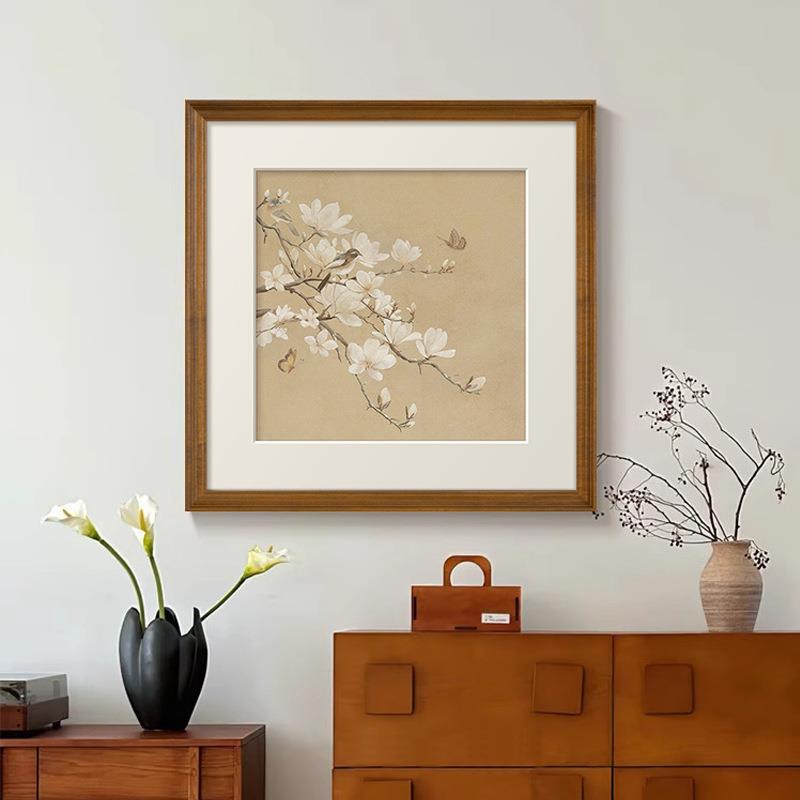 《蝶舞春枝》新中式中古风宋代美学客厅装饰画春天花鸟卧室挂画