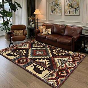 美式乡村田园风地毯客厅沙发茶几毯波西米亚印第安风格家用地垫