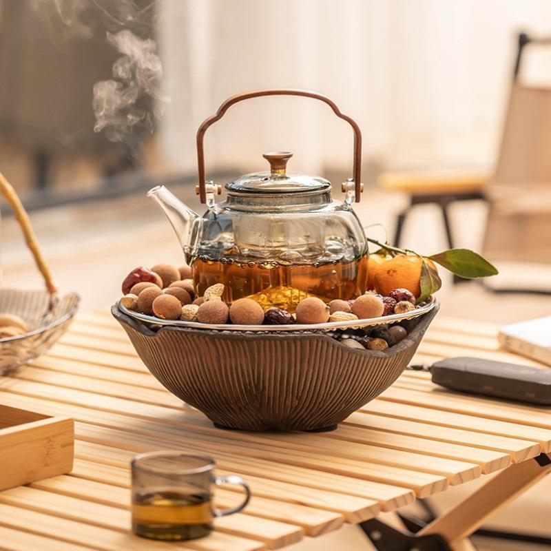 围炉煮茶壶煮茶器家用室内电陶炉烤奶罐罐玻璃茶壶泡茶煮茶炉铁壶