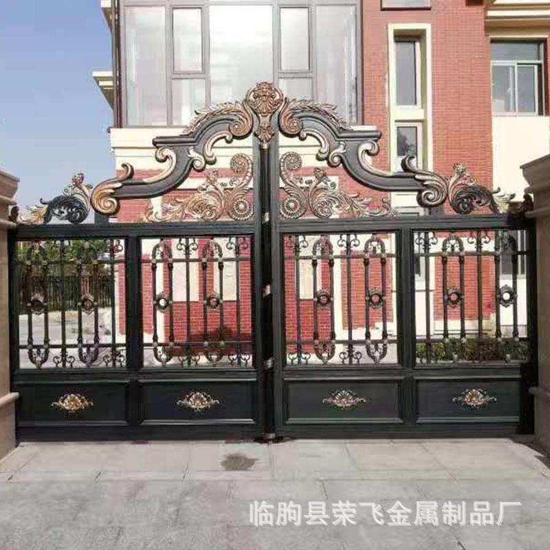 别墅欧式铝艺大门 雕花艺术平开别墅大门 农村庭院铝板进户门