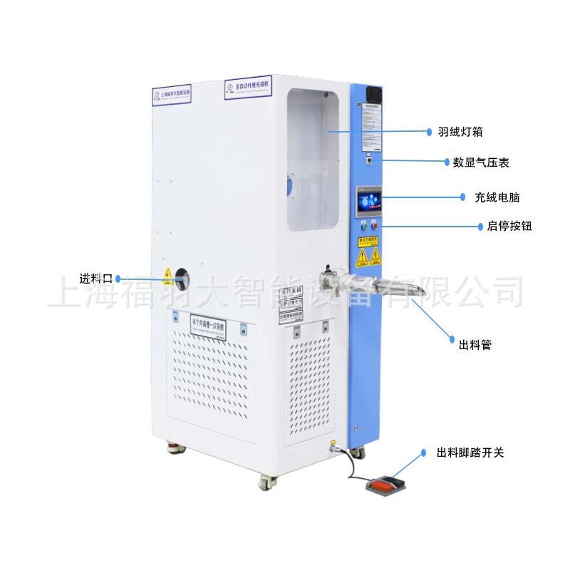 小体积现充鹅绒被充绒机 电脑称重 门市款 全自动双称充绒设备