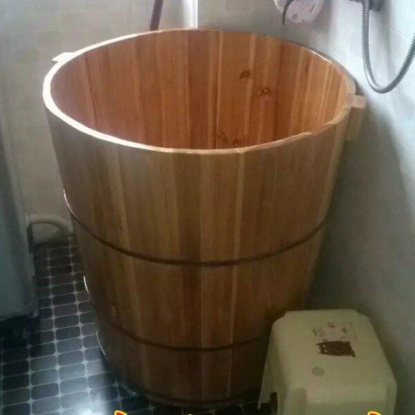 圆桶洗澡桶泡澡木桶大人全身洗浴美容院熏蒸实木盆圆形泡澡木桶