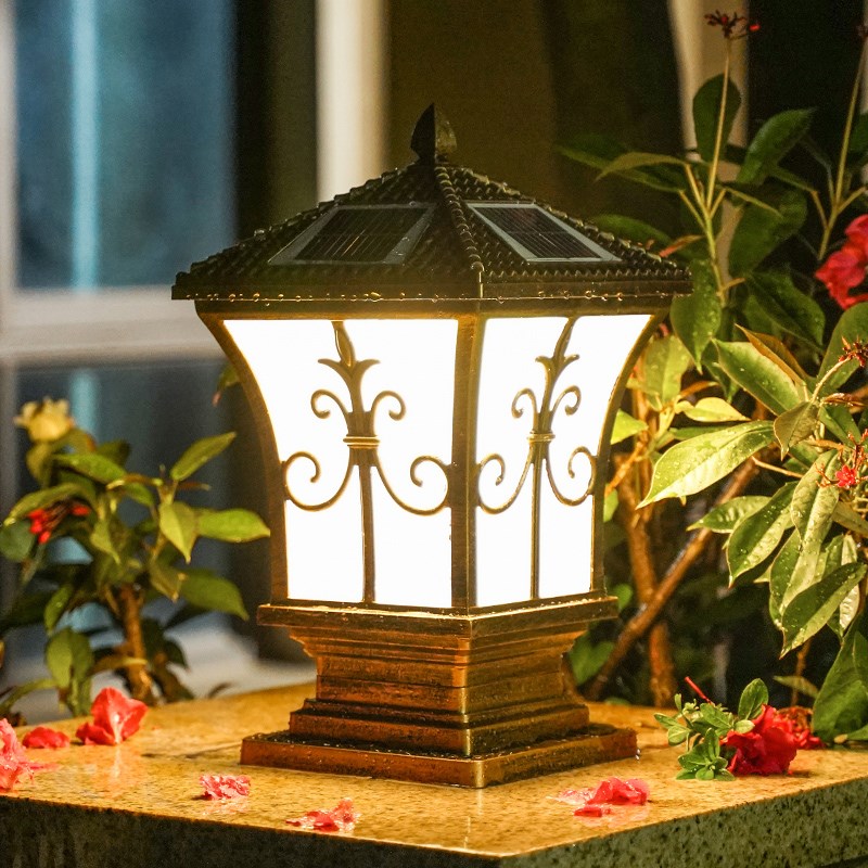 柱子户外防水别墅门墩家用超亮接电太阳能L柱头灯庭院围墙灯大门