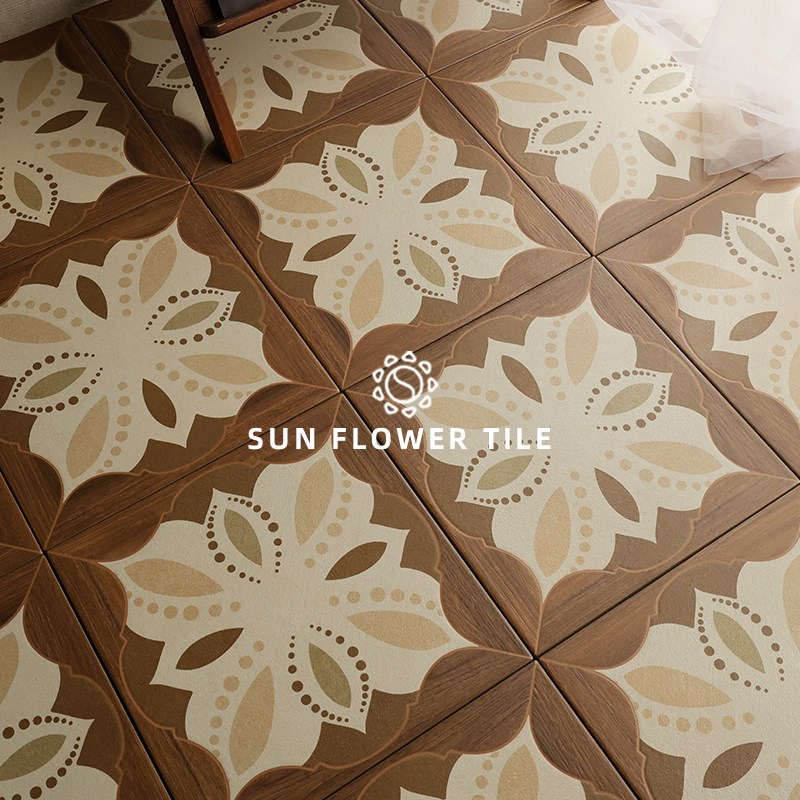 向日葵 法式焦糖色复古小花砖 中古风民宿瓷O砖卫生间厨房阳台地