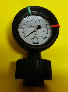 hfdy塑料耐震压力表 内螺纹G1/2 包塑耐震压力表 0～4kg 0～60psi