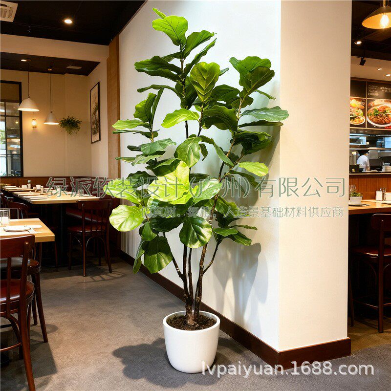 仿真琴叶榕盆栽北欧风栀子树假树多瓣叶装饰展厅假花艺配材绿植
