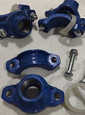 沟槽消防镀锌管开孔蓝色丝接机械三通给水分水抱箍接头供饮水卡箍