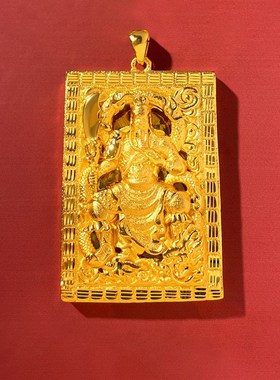 越南沙金关公吊坠古法金武财神关羽黄铜镀金挂坠霸气吊牌爆款货源