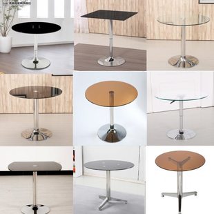 钢化玻璃小圆桌简约阳台茶几桌可升降台子洽谈接待桌小户型咖啡桌