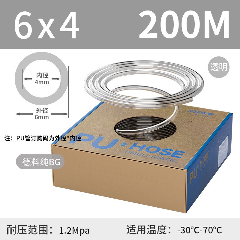 PU气管纯BG盒装耐压12KG空压机透明气动软管气泵气线4/6/8/10/12