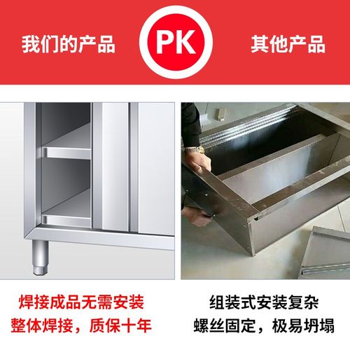 7W304商用不锈钢操作台切菜桌子带拉门储物柜案板工作台厨房打荷