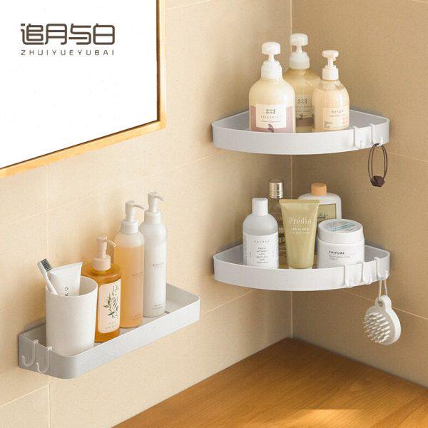 卫生间置物架免打孔厕所洗手间洗漱台浴室三角扇形收纳壁挂式架子