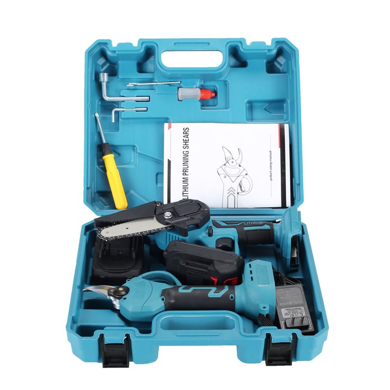 锂电修剪两件套 锂电树枝剪 果枝修剪锂电电链锯剪刀锯子两件套组