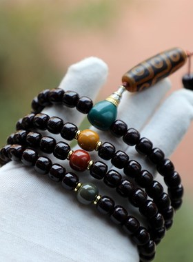 9*8桶珠砂砂供星月菩提文玩脖挂链 108菩提子多圈手链