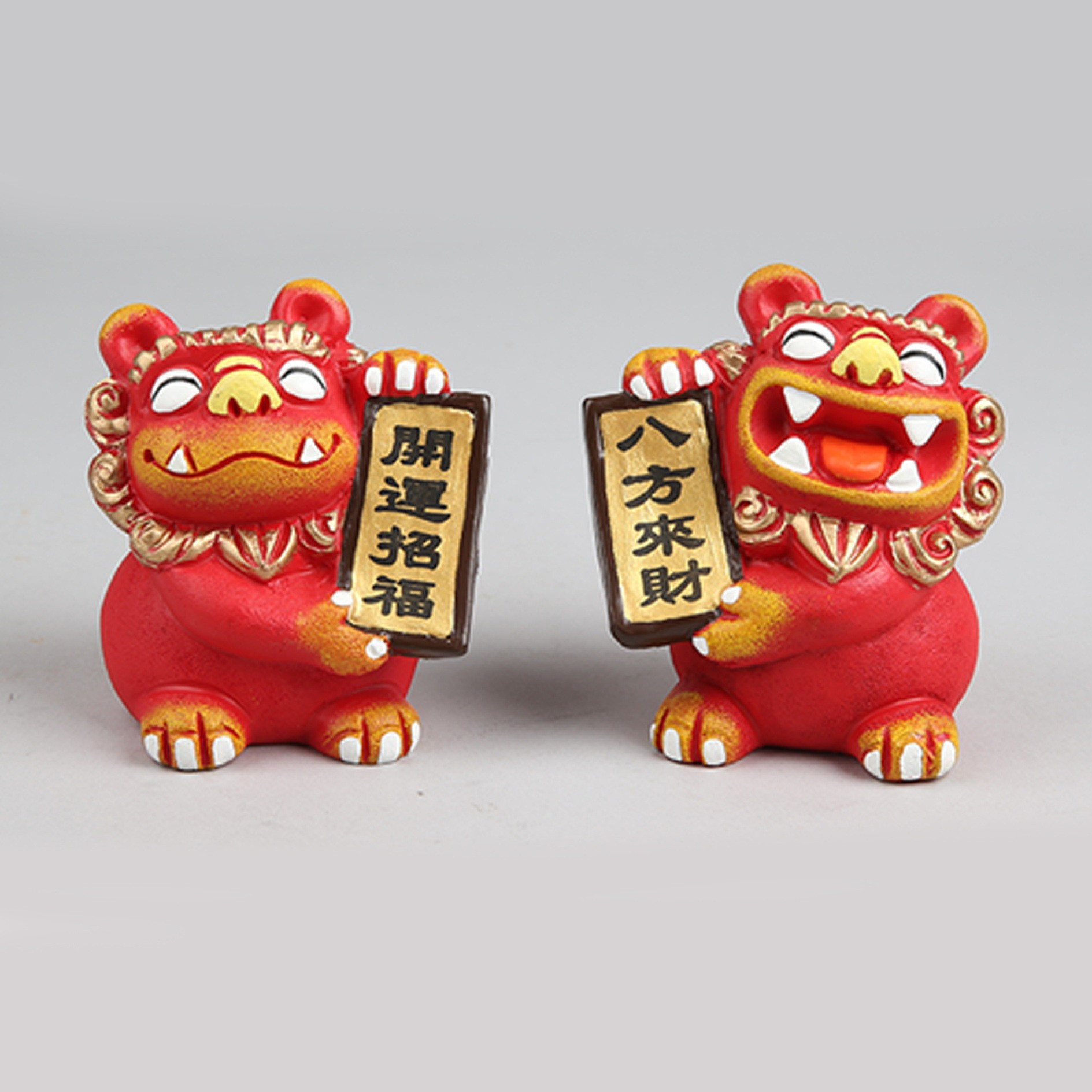 【特大号】狮三百|文创集市横幅树脂狮子摆件旅游纪念集市毕业