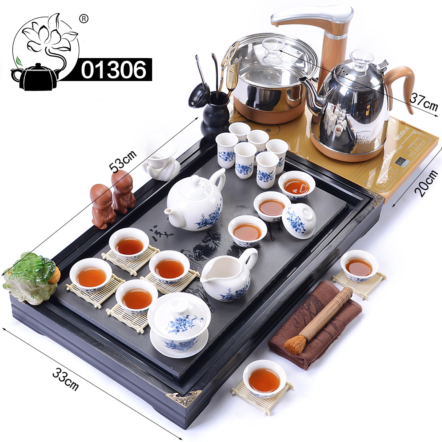 013瓷石实柯木茶盘茶海道原矿紫砂功夫茶具套装送礼品电磁炉青瓷