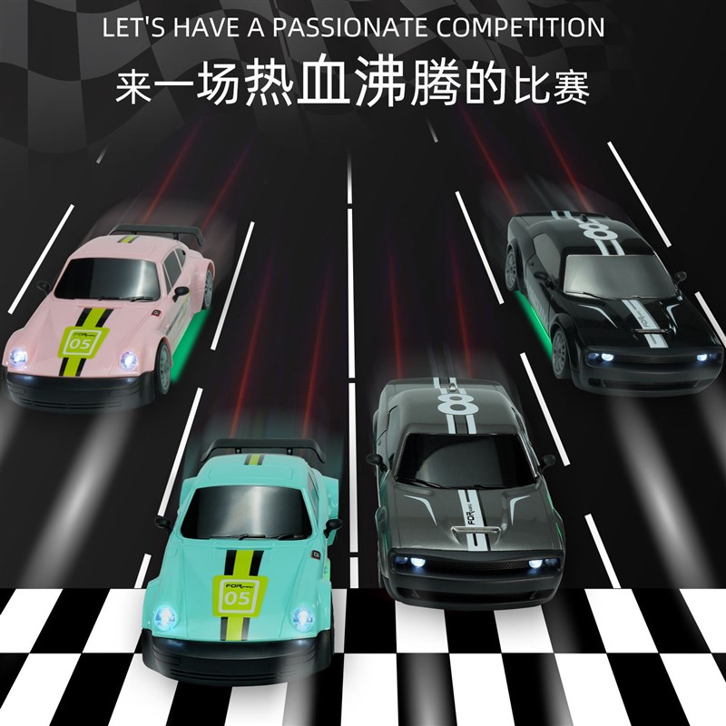 专业RC迷你遥控赛车2.4G四驱高速漂移车全比例油门粉红色汽车模型