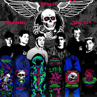 美国Bones白骨队Series14限量签名荧光复古板滑板powell自由式板