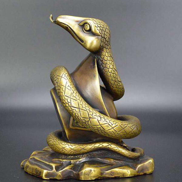 黄铜蛇摆件铜生肖蛇巳蛇眼镜蛇家居客厅办公室摆设仿古铜器工艺品
