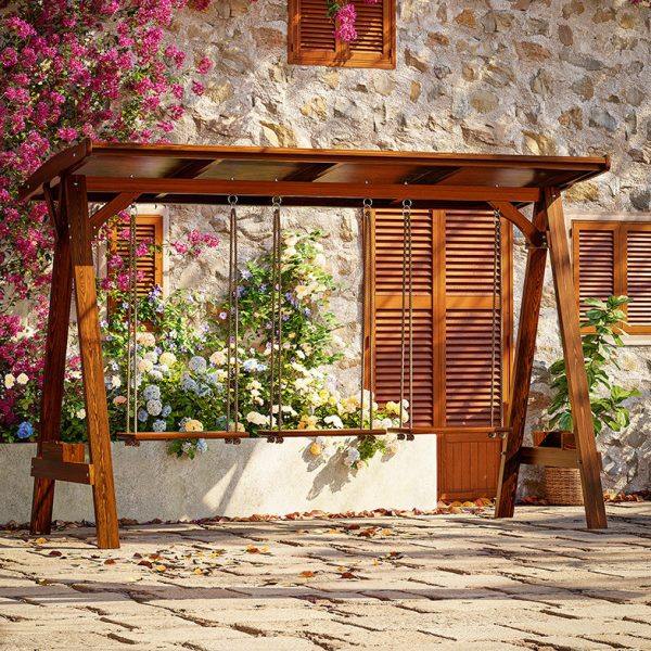 防腐木秋千户外网红多人吊椅露天庭院实木摇椅别墅院子家用荡秋千,住宅家具,户外秋千,淘宝优惠券,粉丝福利购,淘宝优惠卷