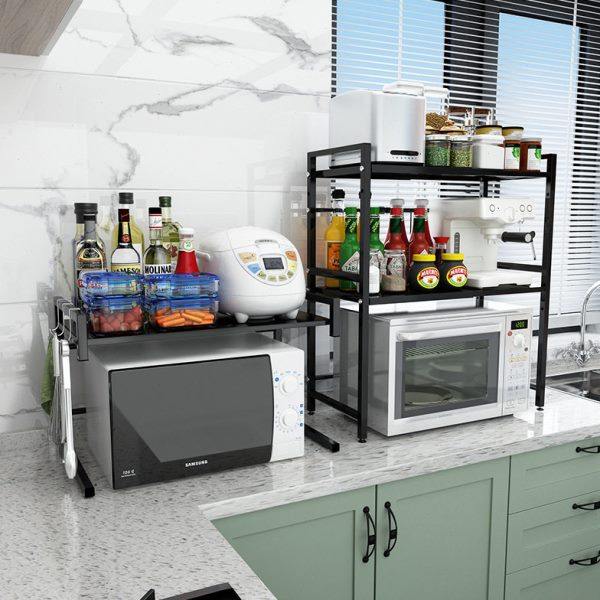 可伸缩厨房微波炉置物架双层家用烤箱架台面放电饭锅加厚收纳架子,厨房/烹饪用具,微波炉置物架,淘宝优惠券,粉丝福利购,淘宝优惠卷