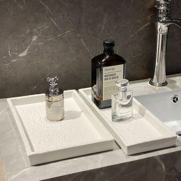 浴室陶瓷洗手液棉签托盘卫生间香薰洗护用品置物盘牙具毛巾收纳盘