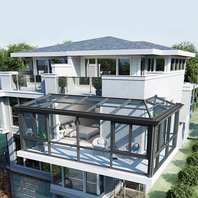 120系列阳光房铝合金别墅遮阳顶棚隔热钢化玻璃房顶户外封露
