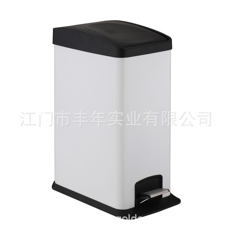 12升塑料翻盖脚踏式静音糖果色不锈钢喷漆烤漆垃圾桶厨房卫生桶
