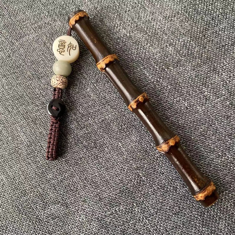 小紫竹根手把件紫竹藤实r心玉化竹子把玩文玩高密度老料鸡血藤挂