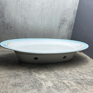 鱼盘蜡烛加热餐具底座家用蒸鱼盘子大号饭店陶瓷鱼炉保温酒店鱼盆