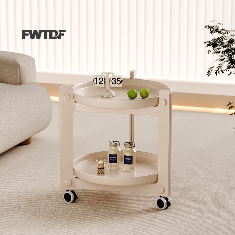 小圆桌茶几移动简约现代沙发边几置物架网红创意推V车家用床头户