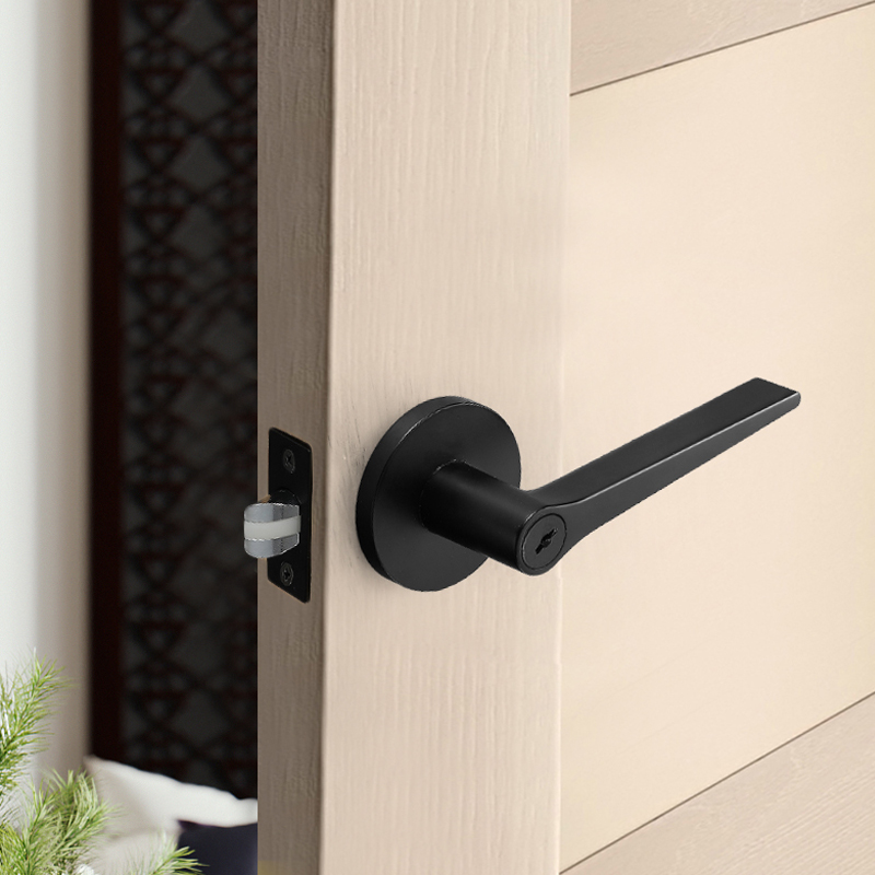 黑色球形门锁f房间门锁圆形单舌执手锁静音卧室房门锁卫生间锁具