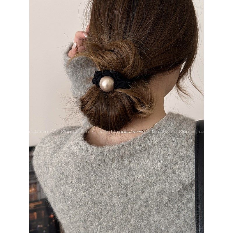 高亮珍珠大肠f发圈女高弹力耐用头绳2024新款高端后脑勺扎马尾皮