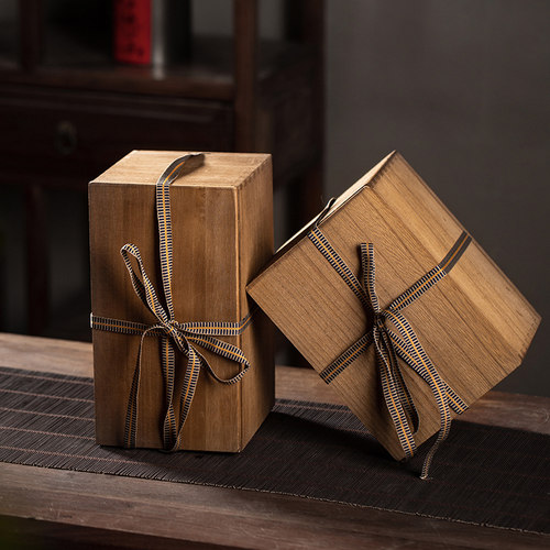 新款茶具礼e品盒单杯茶壶包装盒绑带手提木盒瓷瓶瓷器空盒子可定