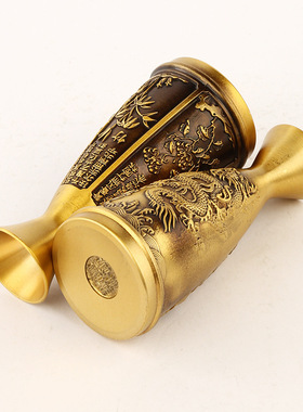 厂家 黄铜酒壶分酒器梅兰竹菊酒盅创意铜器摆件铜百福储酒器