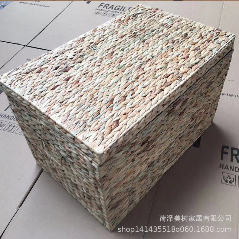 藤编收纳筐水葫芦草编制收纳框桌面收纳盒杂物篮编织篮收纳箱