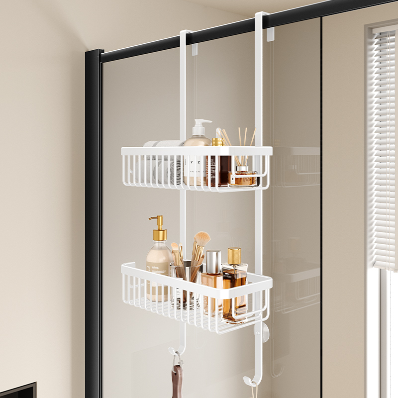 免打孔淋浴房浴室置物架卫生y间收纳架洗澡间冲凉房隔断挂篮挂钩