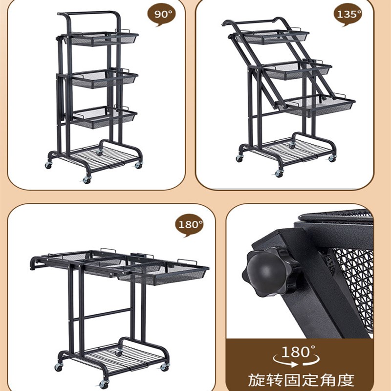 折叠移动小推车平行置物架花架货架阶梯带轮摆摊变形幼儿园收纳架