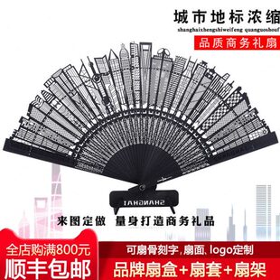 中国特色礼品送老外折扇男女士礼品檀香镂空工艺广告创意扇子定制