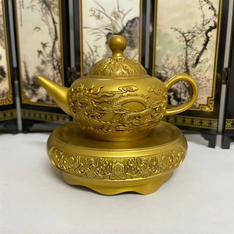 古董古玩复古纯铜茶壶龙凤呈祥小铜壶龙飞凤舞酒壶铜壶龙凤铜壶