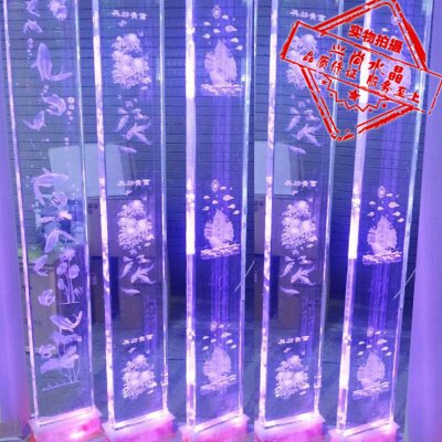 激光精磨3D内雕水晶柱 板 玻璃柱灯柱装饰柱子 客厅隔断墙玄关柱